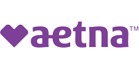 The image features a logo with the word  Aetna  in lowercase letters, stylized with a heart symbol at the top right corner.