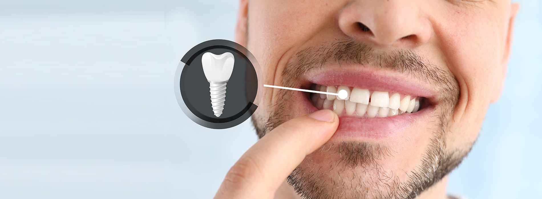 The image shows a man with a toothbrush brushing his teeth, with a close-up of the toothbrush and a visible toothpaste tube.